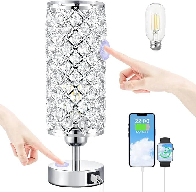 Way Dimmable Bedside Lamp Decorative Modern Nightstand Lamp