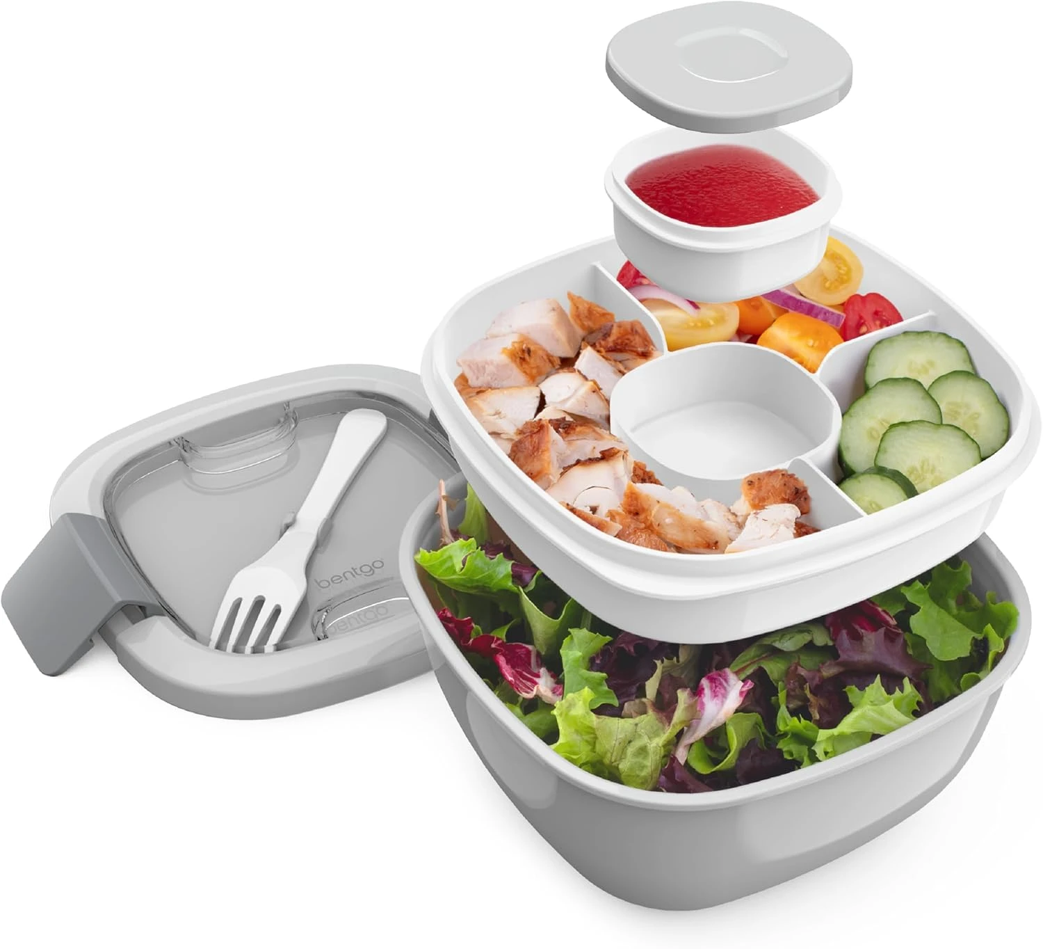 Bentgo Salad Container  Oz Bowl With  Compartment Toppings Tray