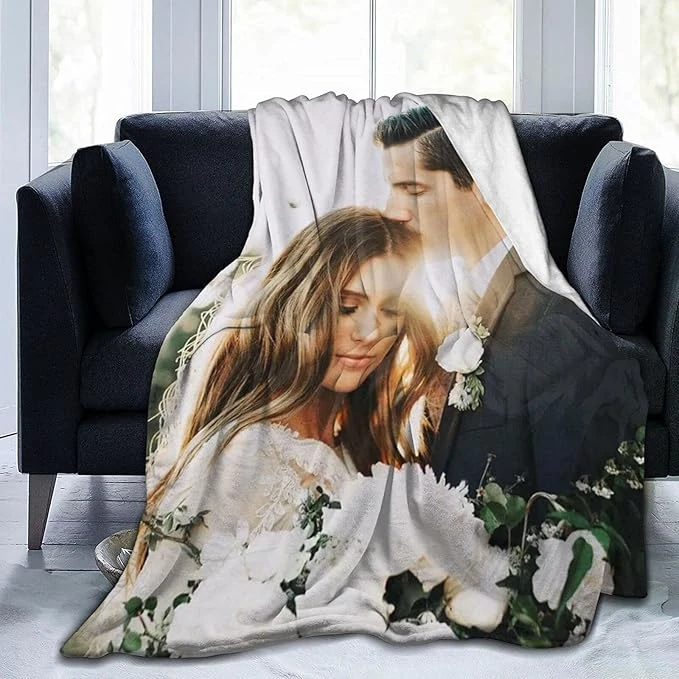 Custom Blanket With Photos Text Customized Blanket Personalized Flannel Throw