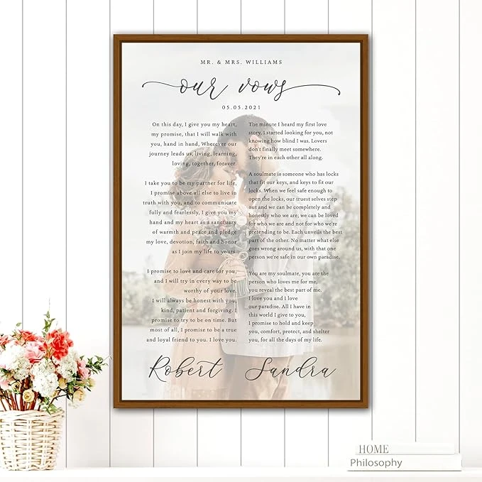 Custom Wedding Vows Framed Rustic Wedding Signs