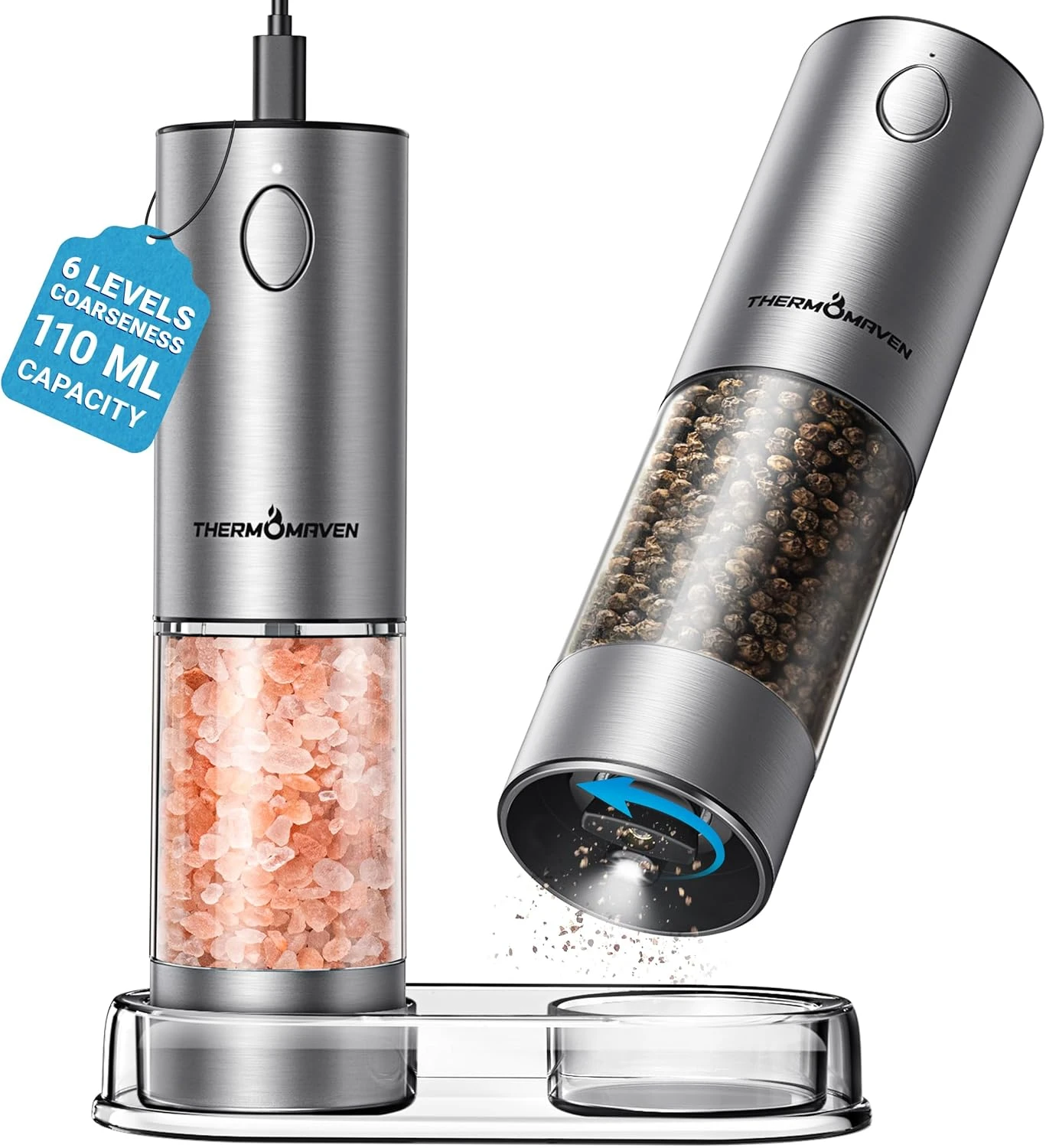 Electric Salt And Pepper Grinder Set