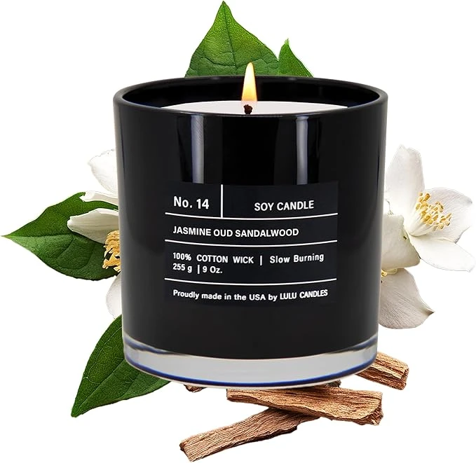 Jasmine Oud Sandalwood Luxury Scented Soy Jar Candle