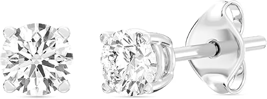 Lab Grown Diamond Stud Earrings For Women Sterling Silver Studs