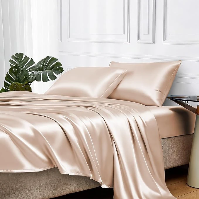 MRHM Satin Bed Sheets Queen Size Sheets Set