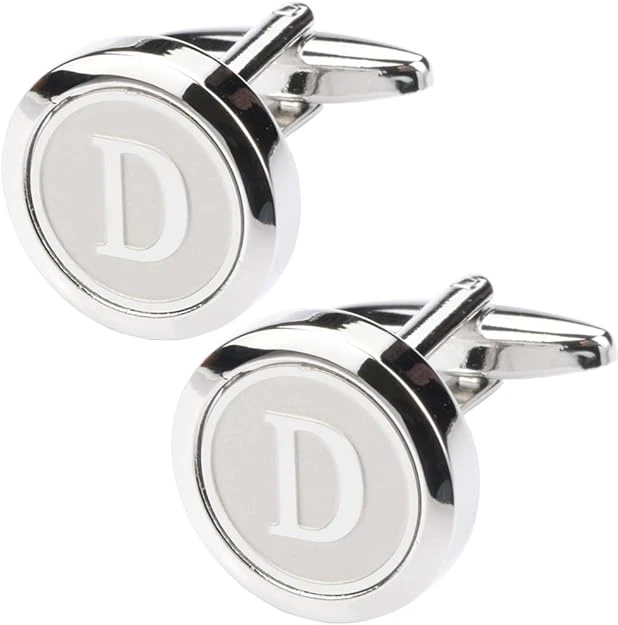 Mens Classic Stainless Steel Initial Cufflinks