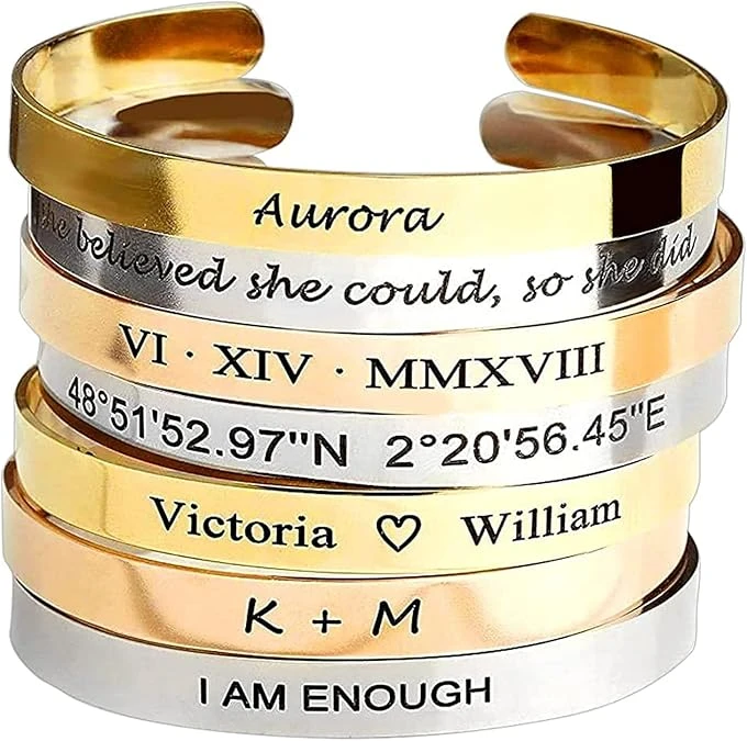 Personalized Cuff Bracelet Custom Engraved Name