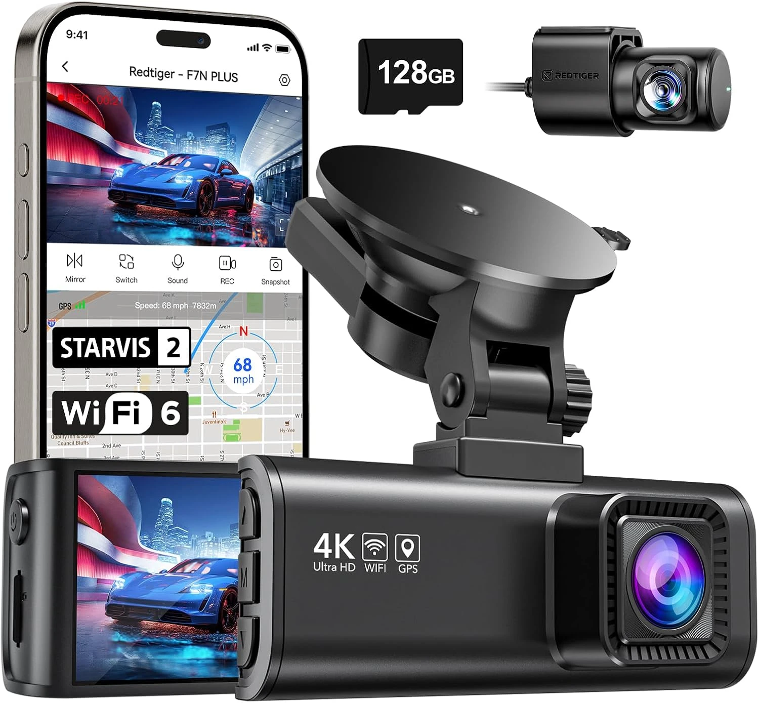 REDTIGER K Dash Cam Front Rear