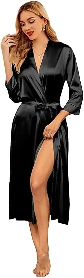Silk Robes For Women Long Satin Bride Bridesmaid Wedding Party Robes