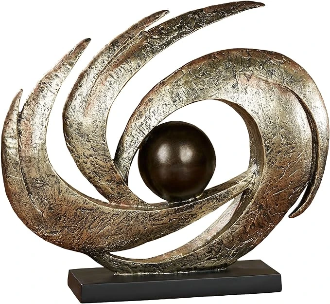 Touch Of Class Contemporary Earths Motion Aged Gold Table Sculpture Art Decor