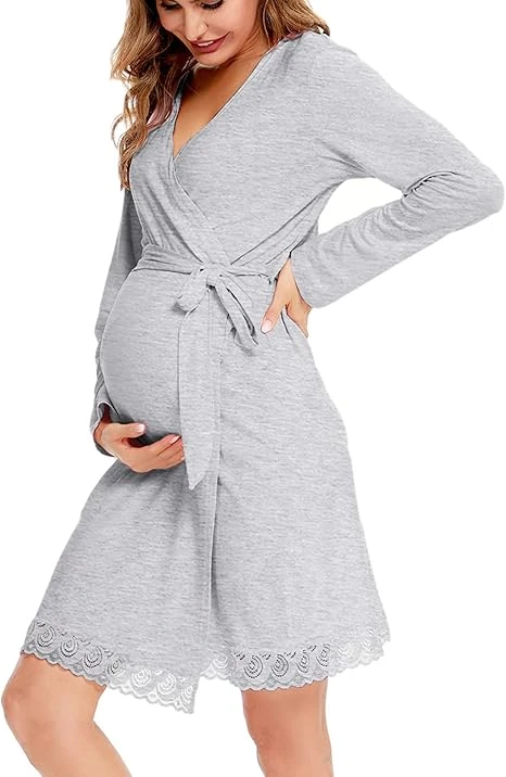 Womens Maternity Nursing Robe Pregnancy Breastfeeding Bathrobes