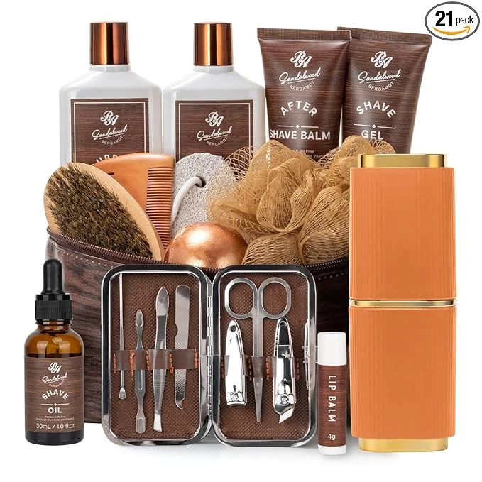 Pcs Sandalwood Bath Body Care Gift Basket Set For Men