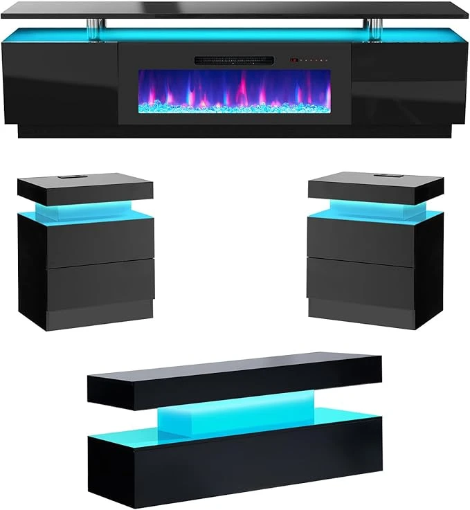 AMERLIFE  Piece Modern Living Room Table Set