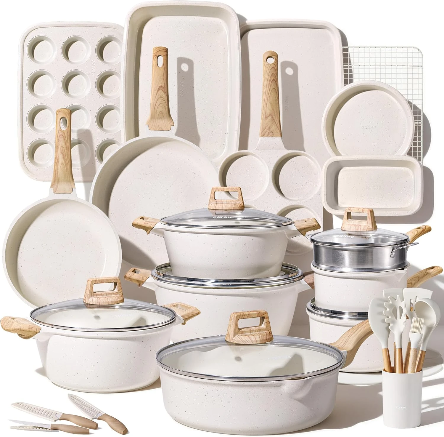 CAROTE Pcs Pots And Pan Set Nonstick
