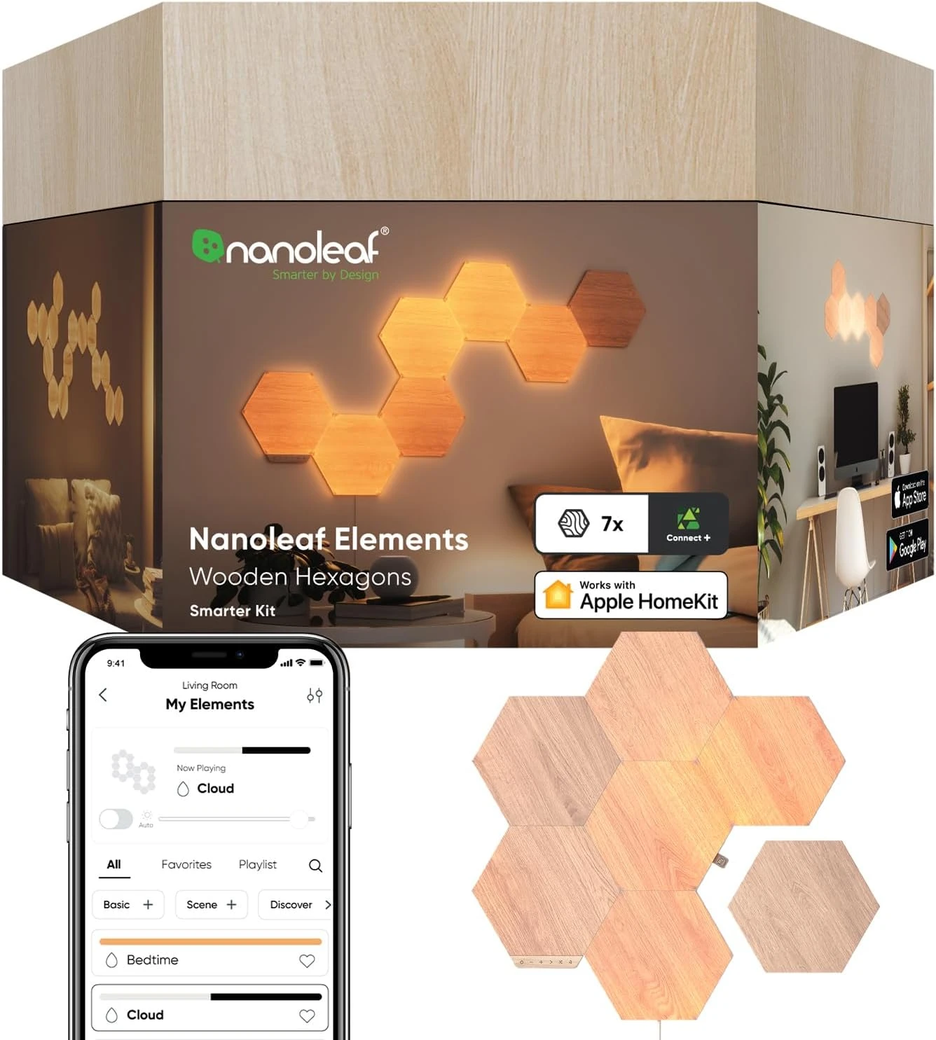 Elements Wood Look Smart Wall Lights