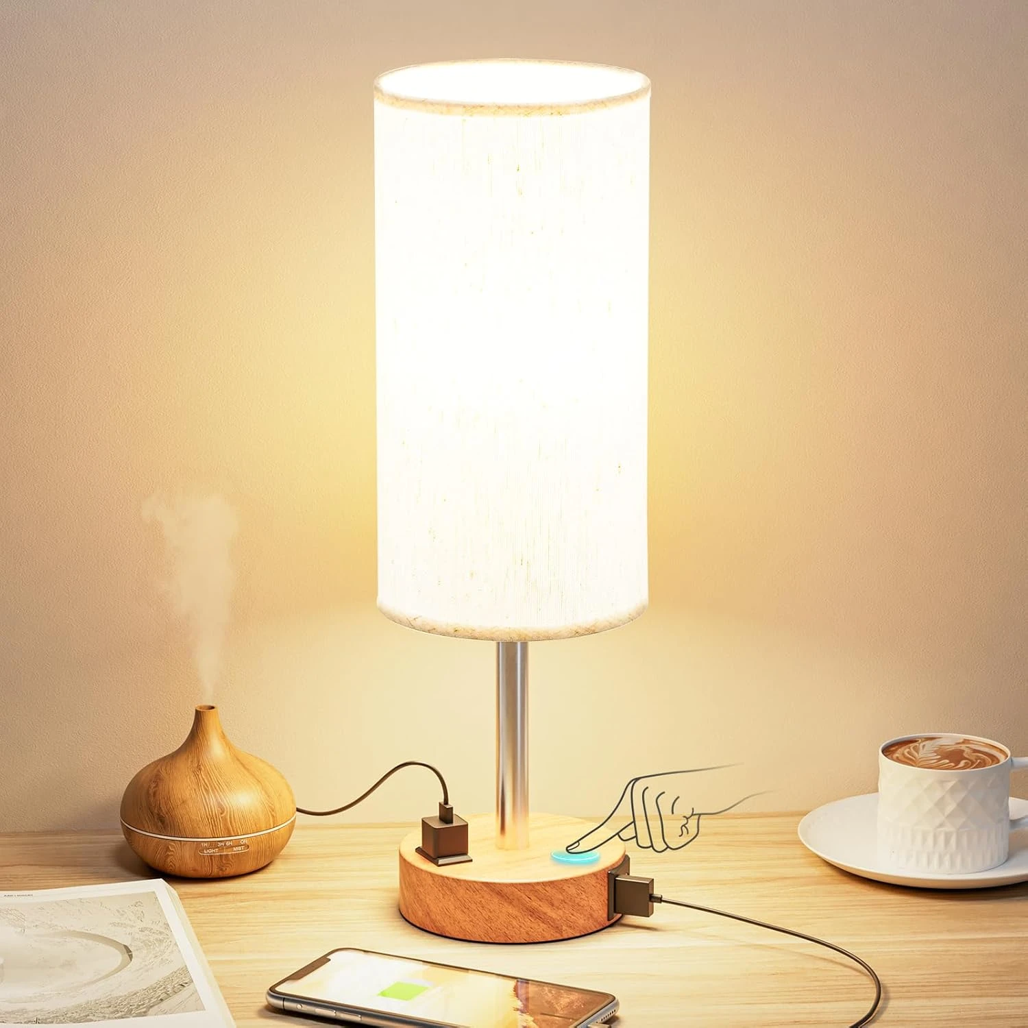 Fenmzee Bedside Table Lamp For Bedroom