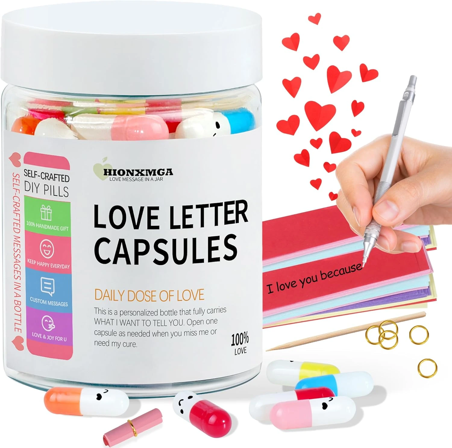 HIONXMGA  Cute Love Notes Capsule Letter Message In A Bottle