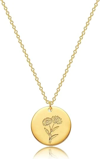 MEVECCO Birth Flower Necklace