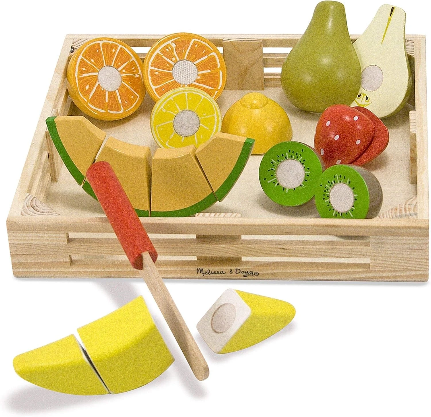 Melissa Doug Wooden Cutting Fruit Toy Food Set