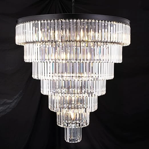 Modern Black Crystal Chandeliers Lighting Fixture