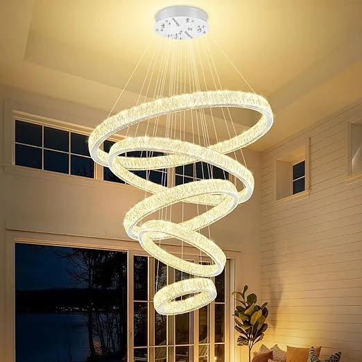Modern Luxury Crystal Ring Chandelier Dimmable Led Ceiling