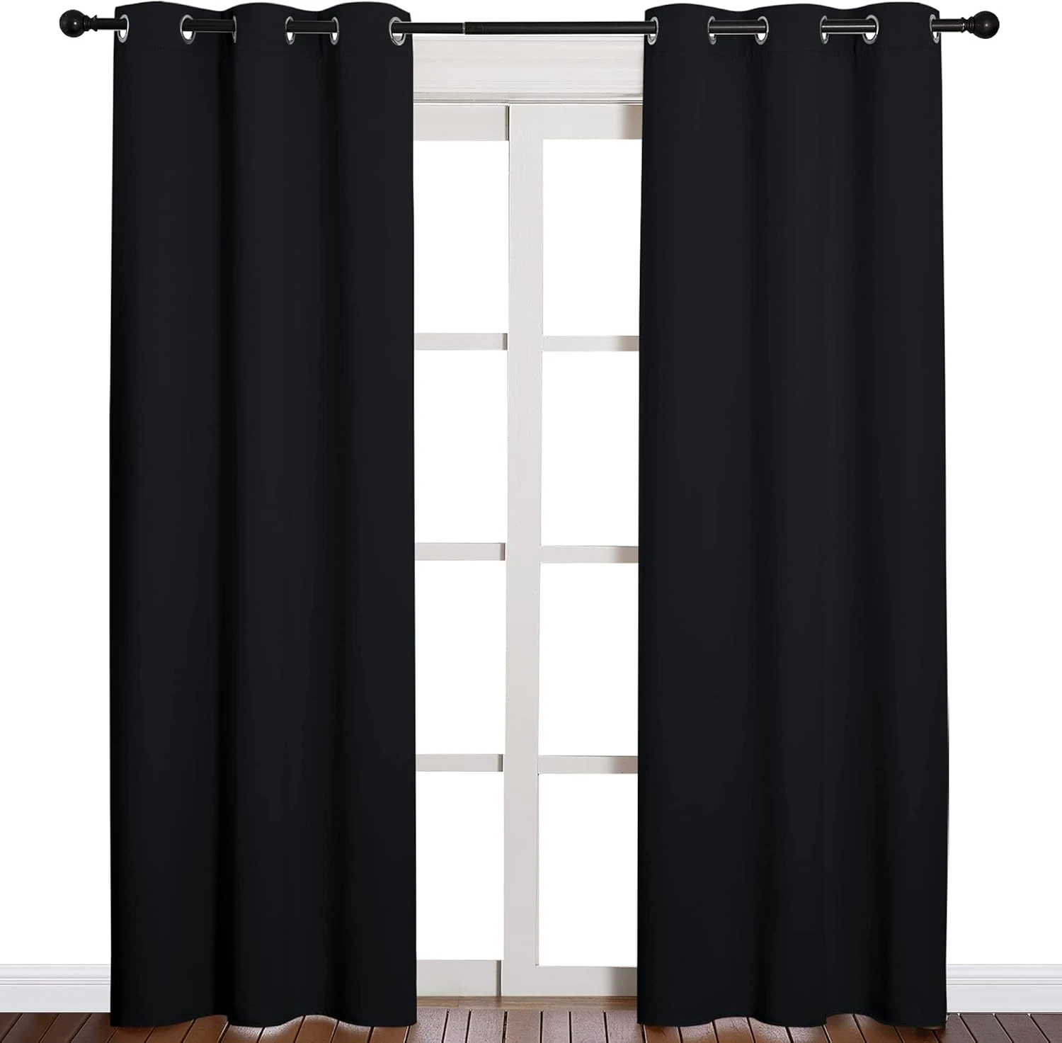 NICETOWN Thermal Insulated Black Blackout Curtains