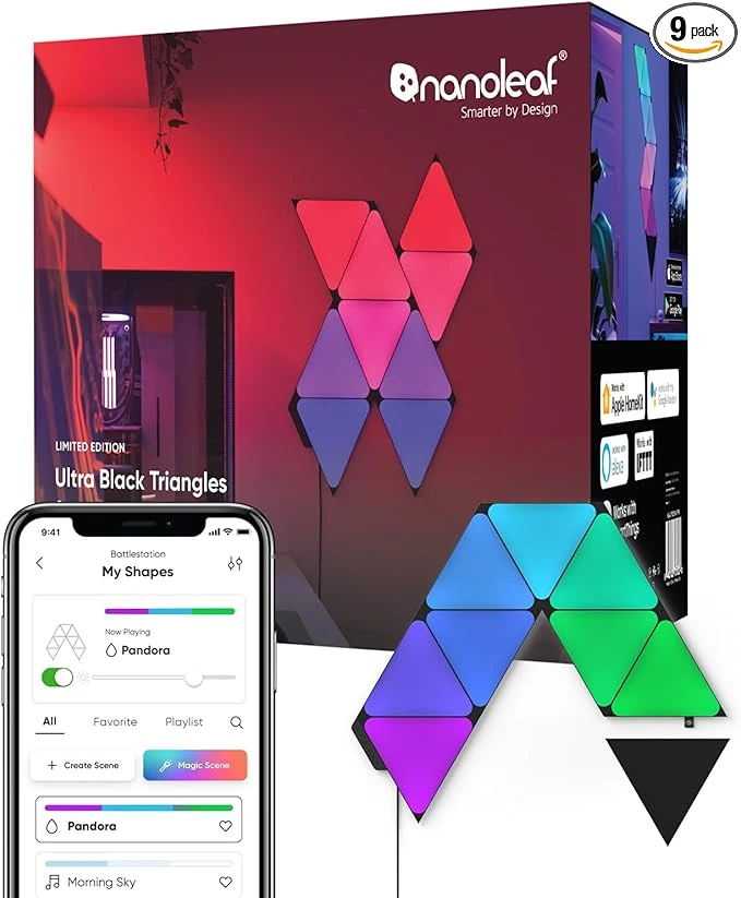 Nanoleaf Shapes Black Triangle LED Wall Lights
