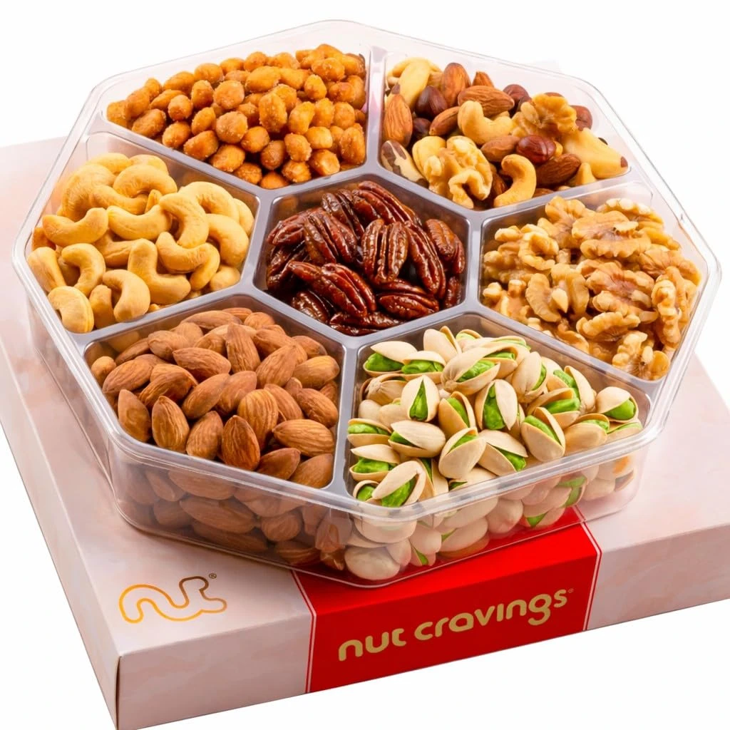 Nuts Gift Basket In Red Gold Box