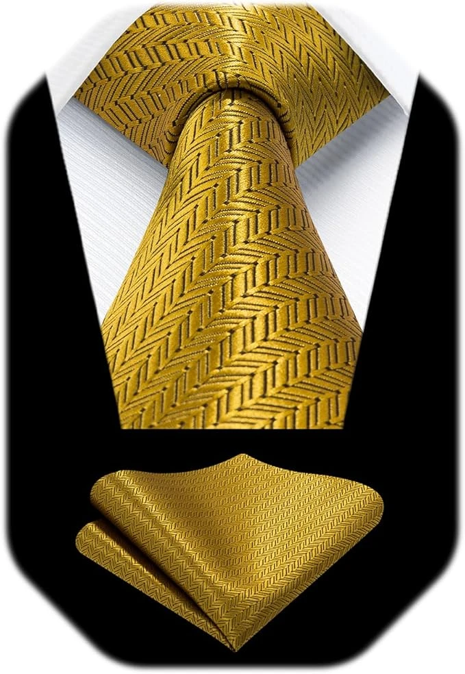Plaid Checkered Tie Handkerchief Woven Classic Formal Mens Necktie
