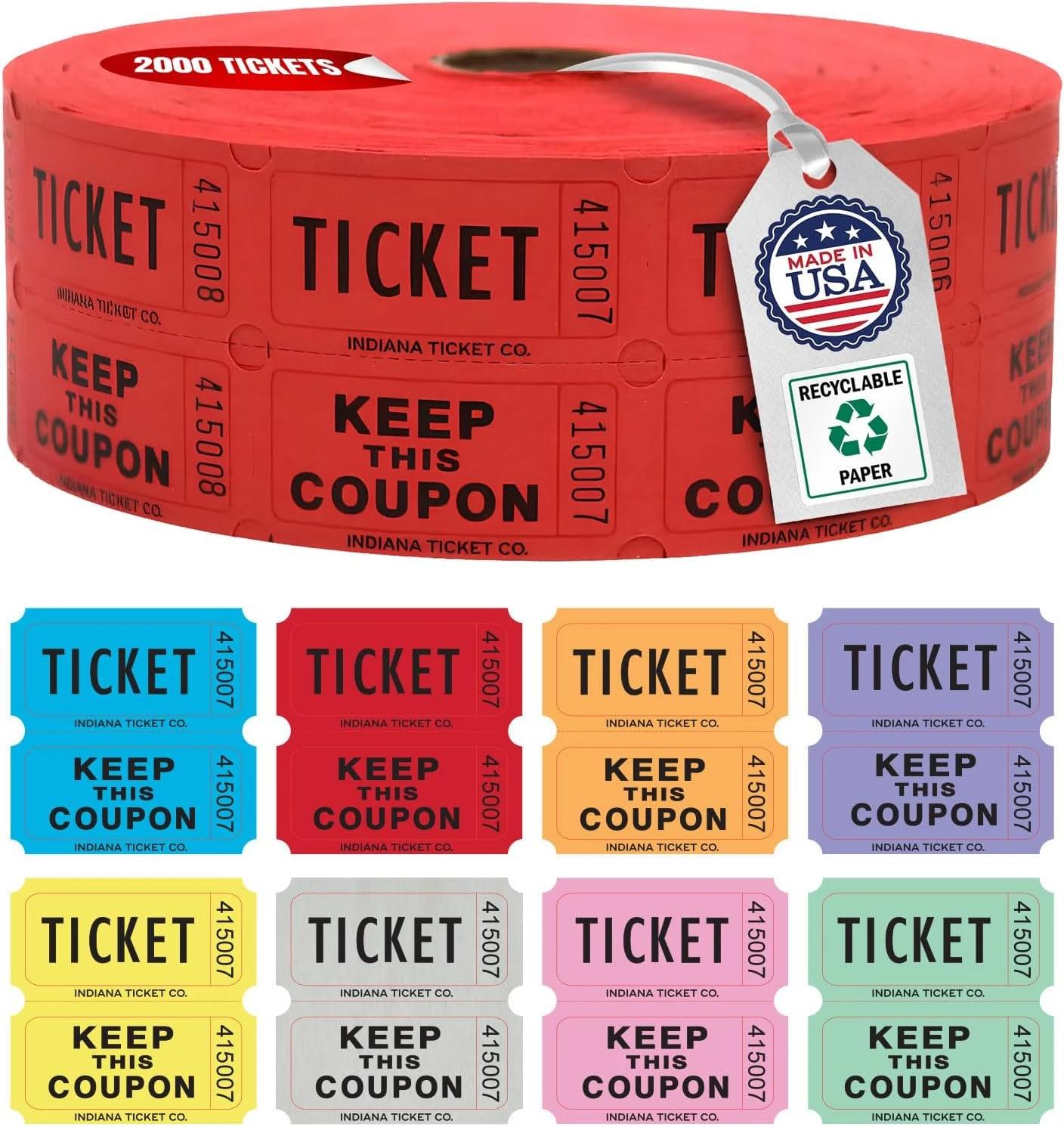 Red Raffle Tickets Double Roll