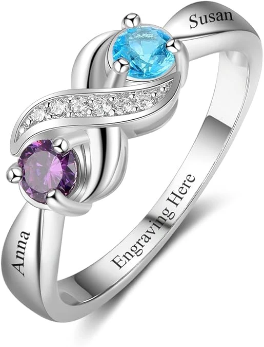 Ring With  Round Simulated Birthstones