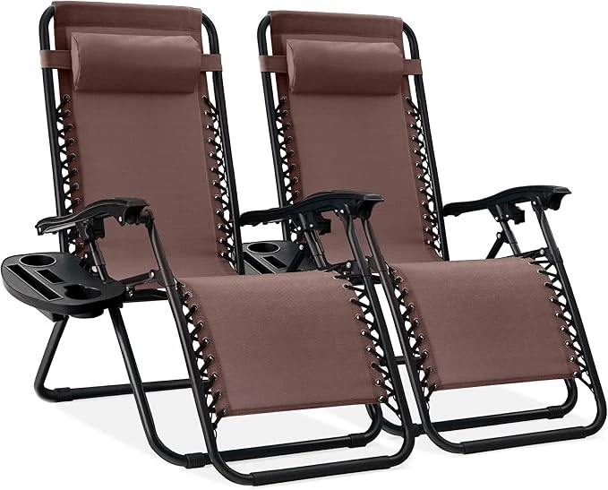 Set Of  Adjustable Steel Mesh Zero Gravity Lounge Chair