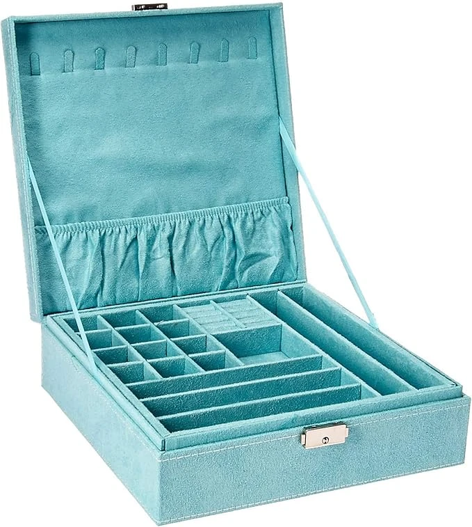 Two Layer Lint Jewelry Box Organizer