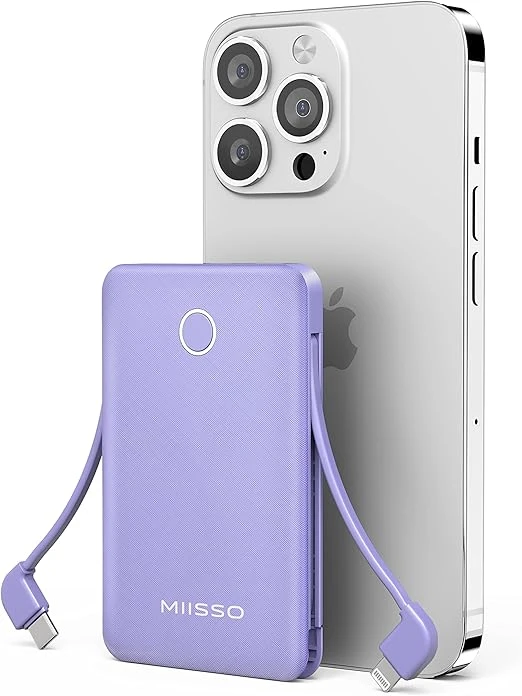 Ultra Slim Built In Cables Power Bank