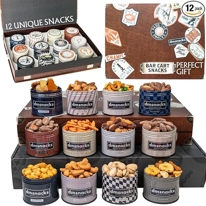 Unique Tins Of Assorted Nuts Snacks In Stunning Case