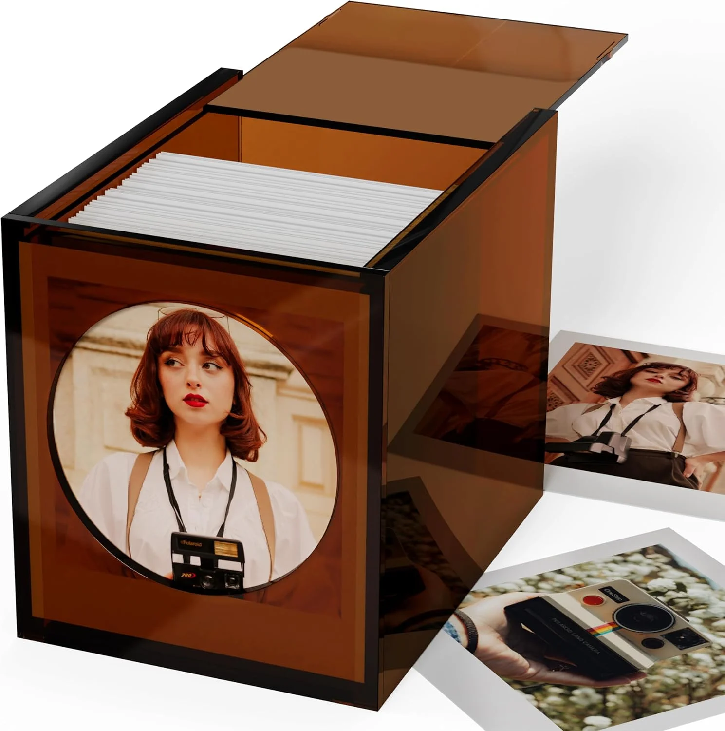 WINKINE Acrylic Polaroid Frame Photo Storage Box