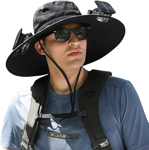 Wide Brim Sun Hat With  Solar Fan